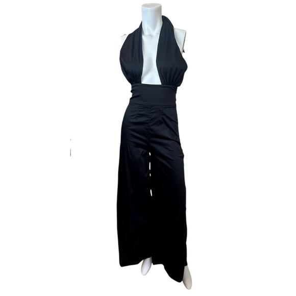 Frederica Tosi Black High Waisted Sexy Jumpsuit with Halter Tie sz 38=XS/S/2 NWT - Picture 7 of 13
